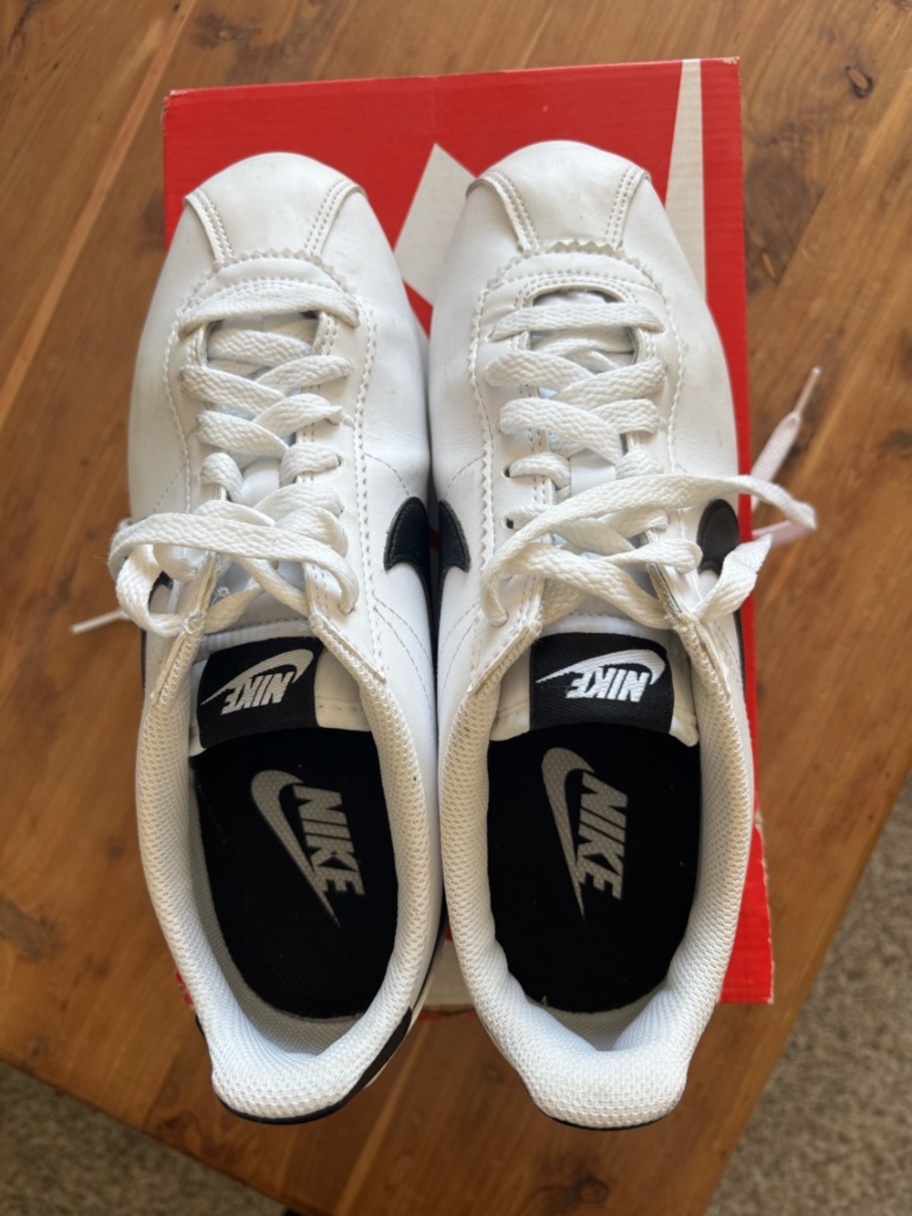 Nike classic Cortez White Leather Sneakers with Black Accents